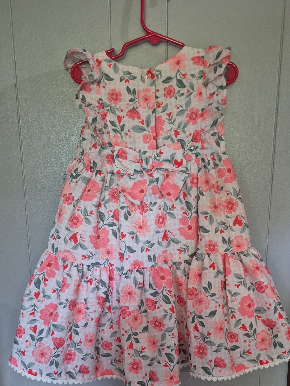 Little Girls Floral Ruffle Tiered Dress - Pink Floral Size 4